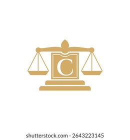 Justice Scale And Negative Space Initial Letter C Logo Design