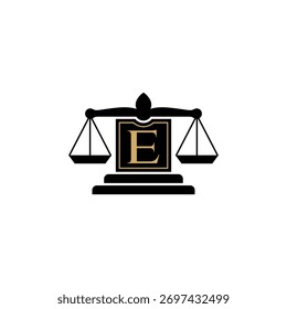 Escala De Justiça E Espaço Negativo Letra Inicial E Logo Gráfico