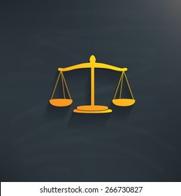 Justice scale on blackboard background,clean vector