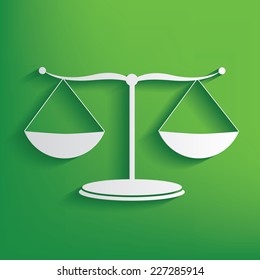 Justice scale on green background,clean vector