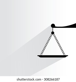 justice scale on white background, flat and drop shadow theme