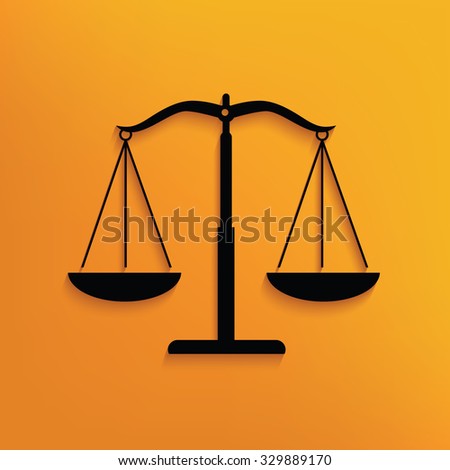 Justice scale on yellow background,clean vector