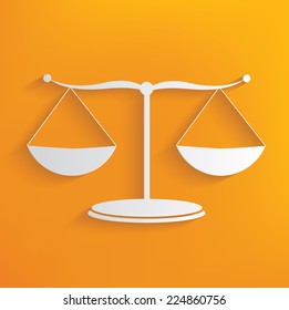 Justice scale symbol on yellow background,clean vector