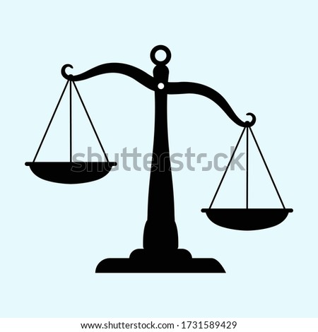 Justice scale tilted silhouette. Flat vector icon