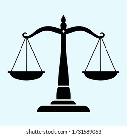 Justice scale untilted silhouette. Flat vector icon