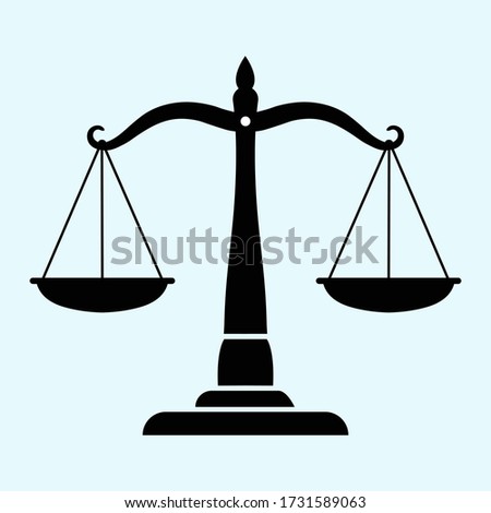 Justice scale untilted silhouette. Flat vector icon