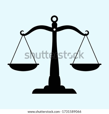 Justice scale untilted silhouette. Flat vector icon