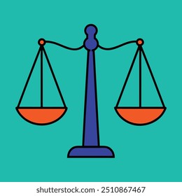 Justice Scale Vector Art Illustration. Law And Justice Icons. Scales of Justice. Scales of Justice black and white vector interface icon set.