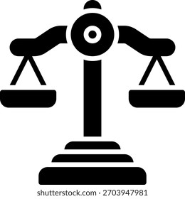 Design vetorial em escala de justiça em estilo moderno, justiça na área da saúde e conceito de proteção dos direitos do HIV, ilustração de igualdade global. Ícone de Glifo