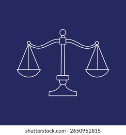Ilustração de vetor de Escala de Justiça. elemento de estilo de contorno e silhueta. Lei e ícone ou logotipo criminal.
