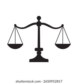 Ilustração de vetor de Escala de Justiça. elemento de estilo de contorno e silhueta. Lei e ícone ou logotipo criminal.