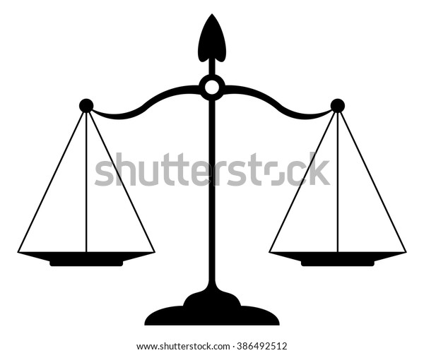Justice Scales Black White Stock Vector (Royalty Free) 386492512
