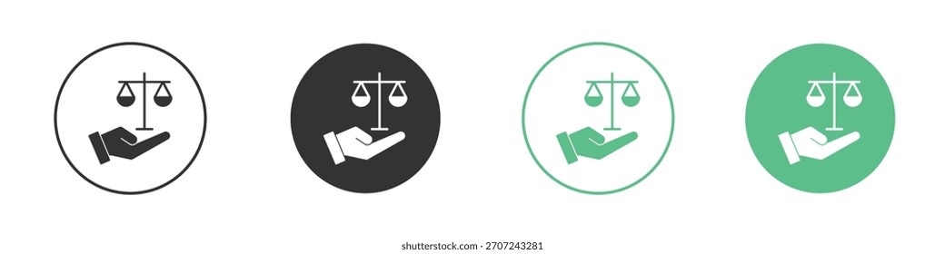 Justiça escala no ícone Mão Vetor simples ilustração gráfica plana.