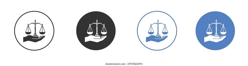 Escalas de justiça em ilustração de arte vetorial de ícone de mão. para conceito móvel e web designs