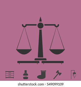 Justice Scales icon flat. Simple vector grey pictogram and bonus symbol