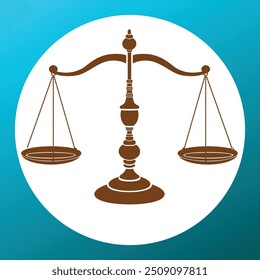 Ícone de escala de Justiça. Símbolo de equilíbrio da lei. Libra em design plano. Ilustração vetorial