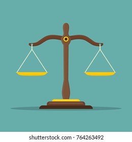 Justice scales icon. Law balance symbol. Libra in flat design. Vector illustration.