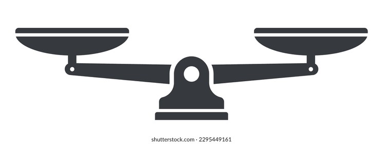 Justice scales icon. Scales icon. Law scale icon. Scales. Libra icon. Flat style.