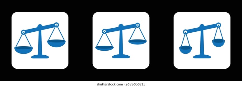 Justice scales icons set. Scales icon set. Law scales icon. Libra icon.