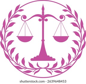 Justice scales with ivy gracefully draped along the arms and base, creating a harmonious blend of legal tradition and natural elegance.