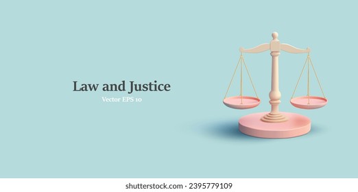 Justice scales law equality render illustration, balance measure symbol isolated icon realistic icon design 3d vector illustration