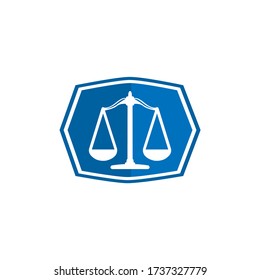Justice scales lawyer logo design template. The main image is a simple perspective of scale.