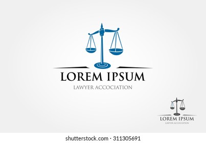 Justice Scales Lawyer Logo Design Template. The Main Image Is A Simple Perspective Of Scale.