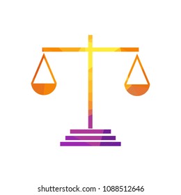 Justice scales lawyer logo, Scales of Justice sign icon. Court of law symbol, Abstract graphic icon, logo design template, symbol for company. low poly style.