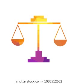 Justice scales lawyer logo, Scales of Justice sign icon. Court of law symbol, Abstract graphic icon, logo design template, symbol for company. low poly style.