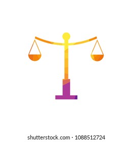 Justice scales lawyer logo, Scales of Justice sign icon. Court of law symbol, Abstract graphic icon, logo design template, symbol for company. low poly style.