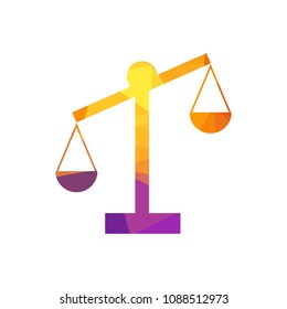 Justice scales lawyer logo, Scales of Justice sign icon. Court of law symbol, Abstract graphic icon, logo design template, symbol for company. low poly style.