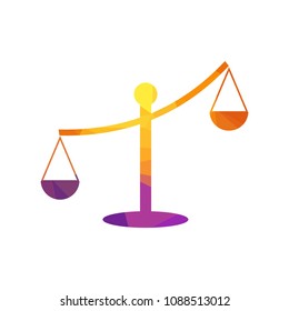 Justice scales lawyer logo, Scales of Justice sign icon. Court of law symbol, Abstract graphic icon, logo design template, symbol for company. low poly style.