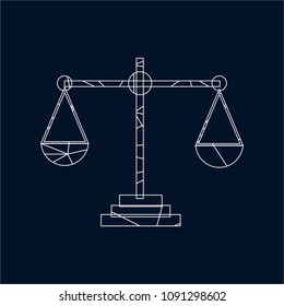 Justice scales lawyer logo, Scales of Justice sign icon. Court of law symbol, Abstract graphic icon, logo design template, symbol for company. low poly style.