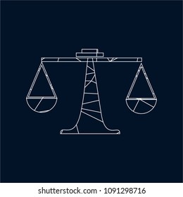 Justice scales lawyer logo, Scales of Justice sign icon. Court of law symbol, Abstract graphic icon, logo design template, symbol for company. low poly style.