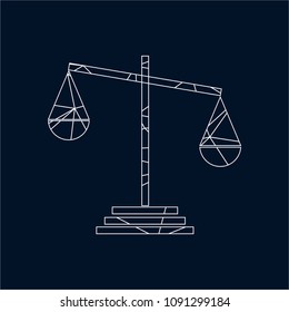 Justice scales lawyer logo, Scales of Justice sign icon. Court of law symbol, Abstract graphic icon, logo design template, symbol for company. low poly style.