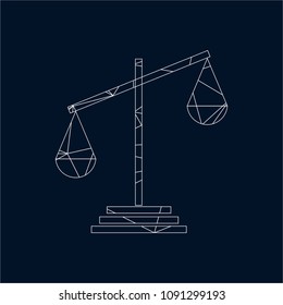 Justice scales lawyer logo, Scales of Justice sign icon. Court of law symbol, Abstract graphic icon, logo design template, symbol for company. low poly style.