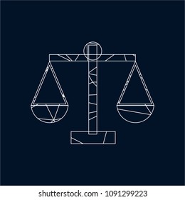 Justice scales lawyer logo, Scales of Justice sign icon. Court of law symbol, Abstract graphic icon, logo design template, symbol for company. low poly style.