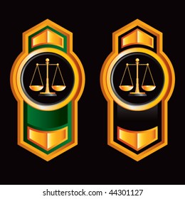 justice scales orange arrow nameplate banners