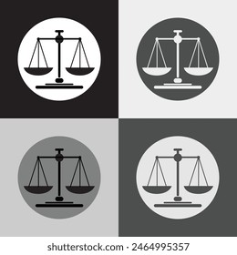 Justice scales. The set weight scale Icons.
