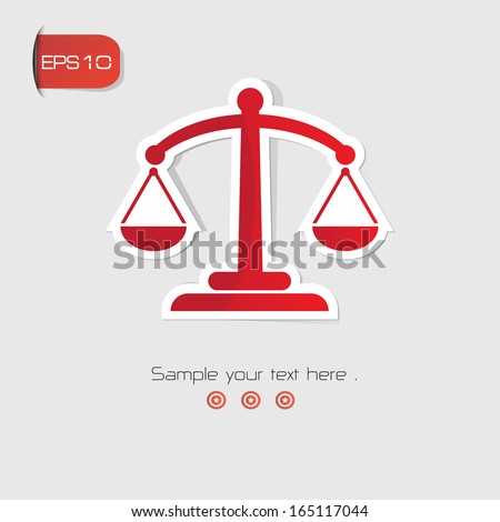 Justice scales symbol,Red version,vector