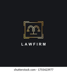 Justice Scales template logo design inspiration. Law firm and Attorney office luxury elegant Premium Quality symbol icon vector illustration