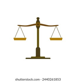 Justice Scales vector illustration. Law Firm, Law Offices, Luxury logo design inspiration. Law balance symbol. Libra in flat design. Justice, measurement, choice and balance concept.