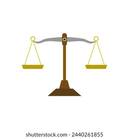 Justice Scales vector illustration. Law Firm, Law Offices, Luxury logo design inspiration. Law balance symbol. Libra in flat design. Justice, measurement, choice and balance concept.