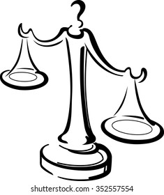 Justice Scale-Traditional weighing scale in simplified line artwork