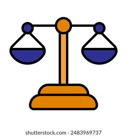 Icono de Justicia. Escalas, ley, equilibrio, equidad, tribunal, sistema legal, igualdad, juicio, decisión, Prueba, procedimientos legales, poder judicial, representación legal.