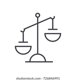 justice sign vector line icon, sign, illustration on background, editable strokes