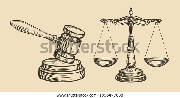 Justice sketch. Jurisdiction, business concept\
vintage vector