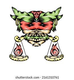Justice skull vector art illustration