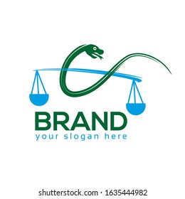 Justice Snake Logo. flat design. Vector Illustration on white background