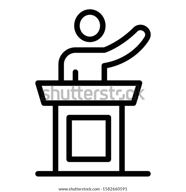 Justice speaker icon.\
Outline justice speaker vector icon for web design isolated on\
white background
